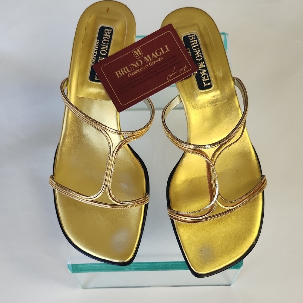 Bruno Magli Metallic Gold Strappy Sandals